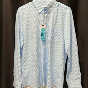 AndCollar Performance Menswear Dress Shirt Blue Long Sleeve Button Down Med Slim